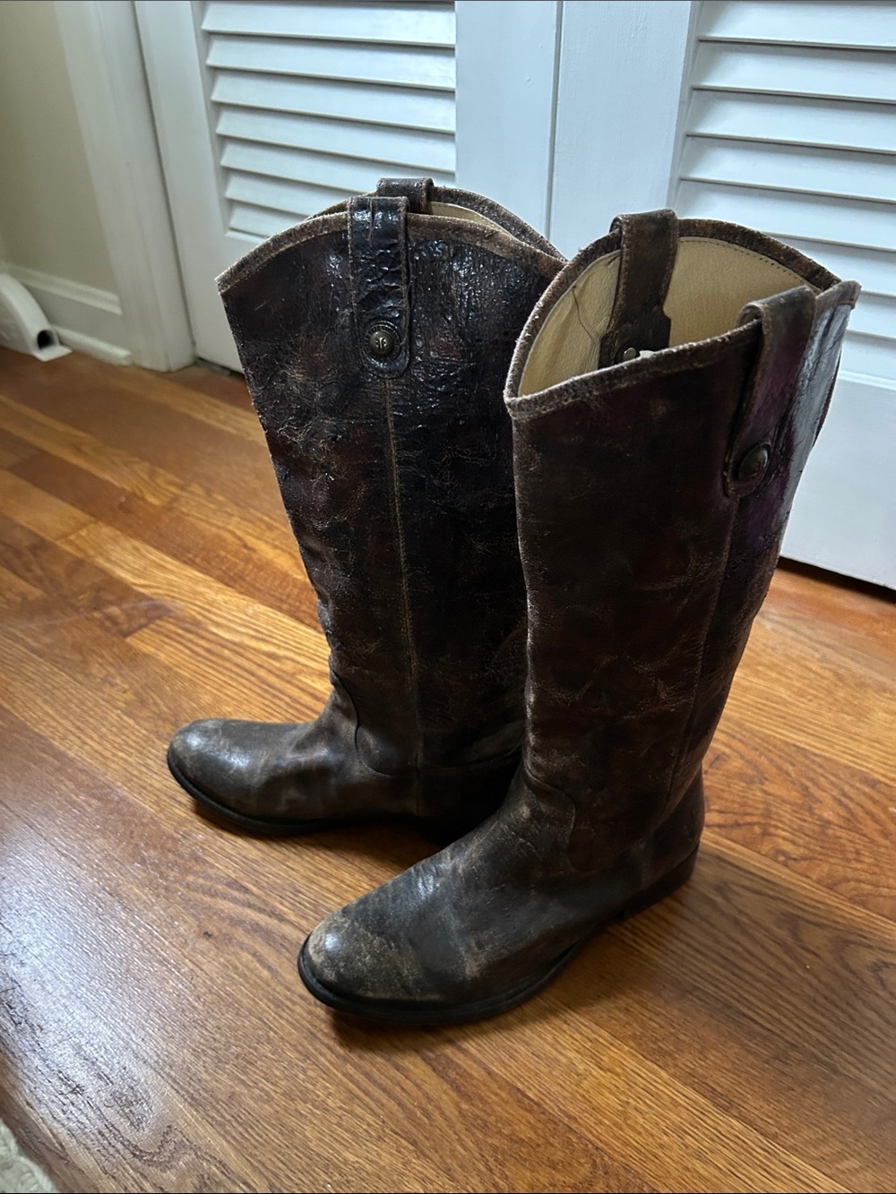 Frye Brown Leather Pull-On Western Boots